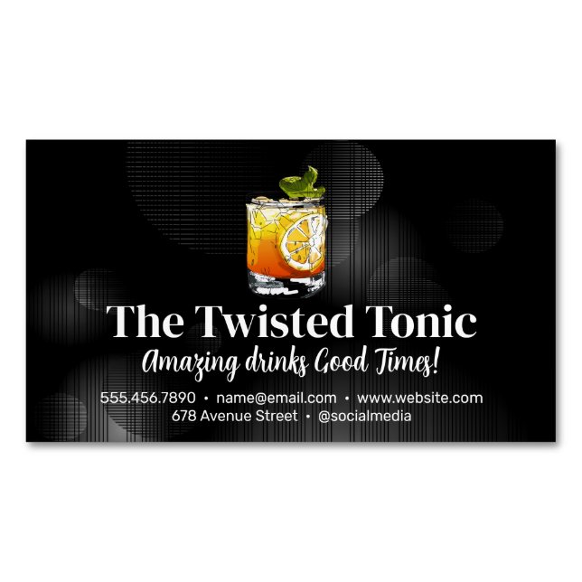 Artsy Mixed Cocktail Drinks Magnetic Business Card (Front)