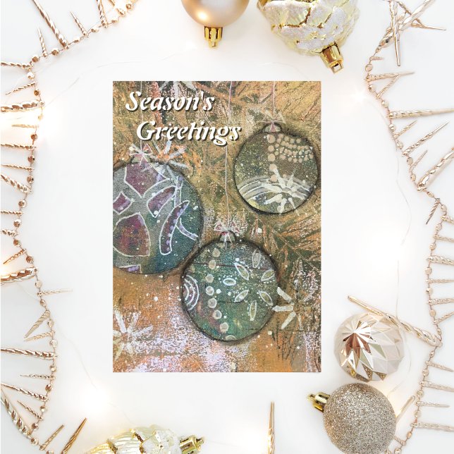 Artsy Mixed Media Christmas Tree Ornaments  Holiday Card (Creator Uploaded)