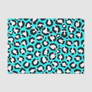 Artsy Modern Cyan Blue Leopard Animal Print Tissue Paper