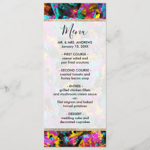 Artsy Modern Neon Colours Black Abstract Paint Art Menu