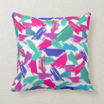 Artsy Modern Pink Teal Purple Brushstroke Collage Cushion<br><div class="desc">This modern, girly, and artsy neon pink, bright purple, and teal green colorful print is perfect for the trendy and stylish hipster. Its print features an abstract artistic brushstroke collage pattern on top of a white background. Its the perfect combination of simple design aspects and bold colors, making it a...</div>