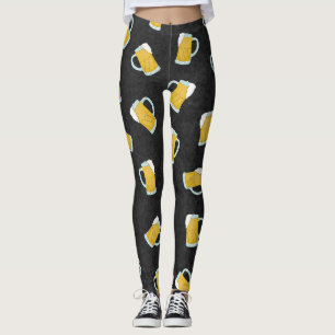 Artsy Modern Yellow Black Watercolor Beer Steins Leggings