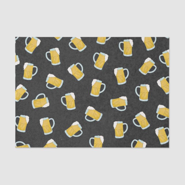 Artsy Modern Yellow Black Watercolor Beer Steins Tissue Paper (Front)