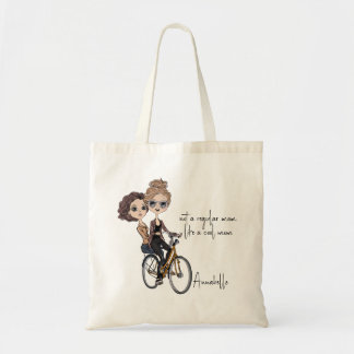 Artsy Mum/Daughter on Bicycle Drawing ‘Cool Mum’ Tote Bag