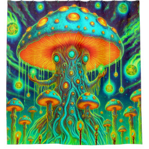 Artsy Mushroom Design Shower Curtain
