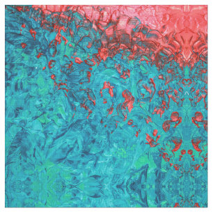 Artsy Neon Orange Teal Green Acrylic Painting Fabric