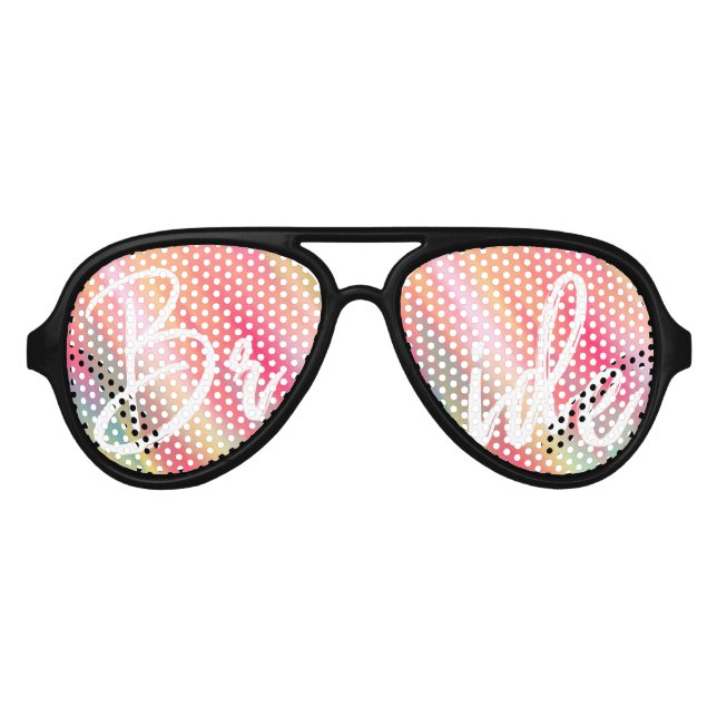 Artsy Neon Pink Yellow Abstract Modern Brushstroke Aviator Sunglasses (Front)
