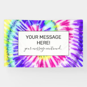 Artsy Neon Rainbow Tie Dye Watercolor Pattern Banner