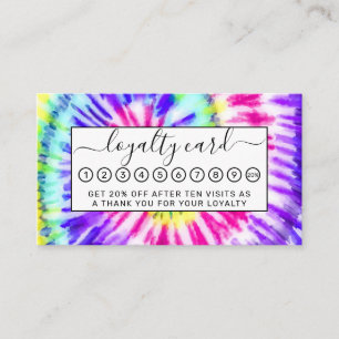 Artsy Neon Rainbow Tie Dye Watercolor Pattern Loyalty Card
