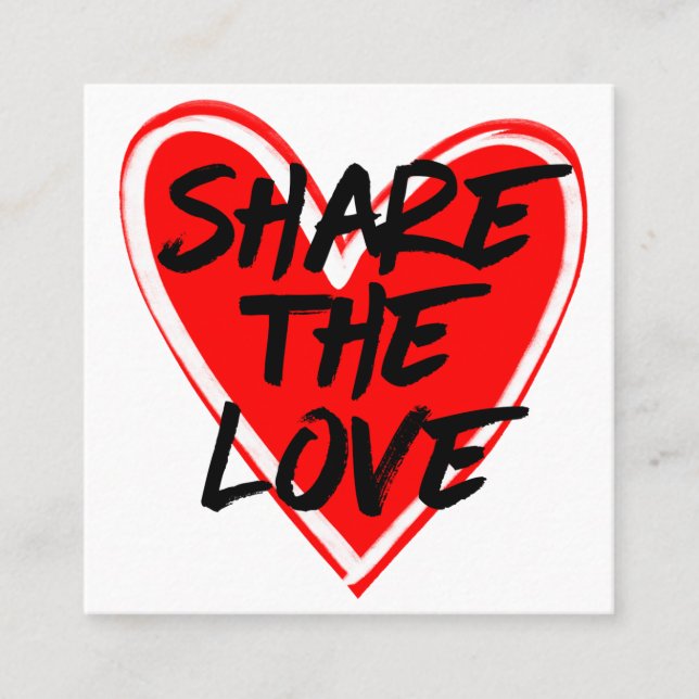 Artsy Neon Red Black White Heart Share the Love Referral Card (Front)