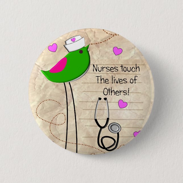 Artsy Nurse Bird 6 Cm Round Badge (Front)