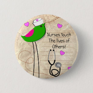 Artsy Nurse Bird 6 Cm Round Badge
