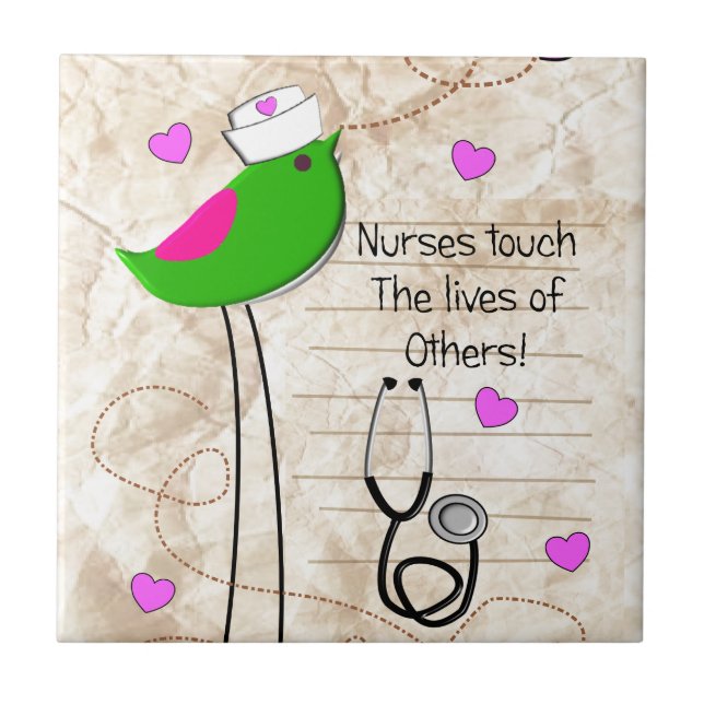 Artsy Nurse Bird Tile (Front)