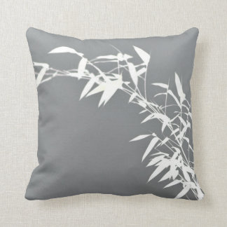 Artsy Oriental Zen Bamboo Shrub Grey & White Cushion