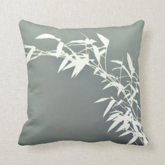 Artsy Oriental Zen Bamboo Shrub Olive & White Cushion