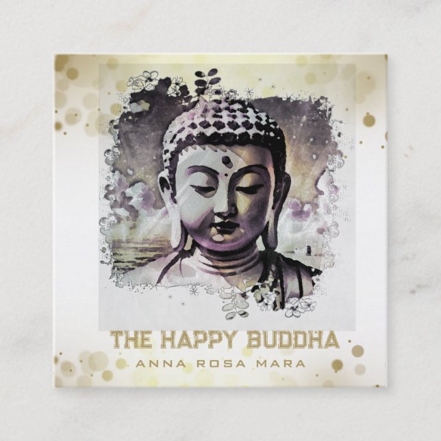 *~* Artsy Original Buddha QR AP33 QR Logo Square Business Card (Front)