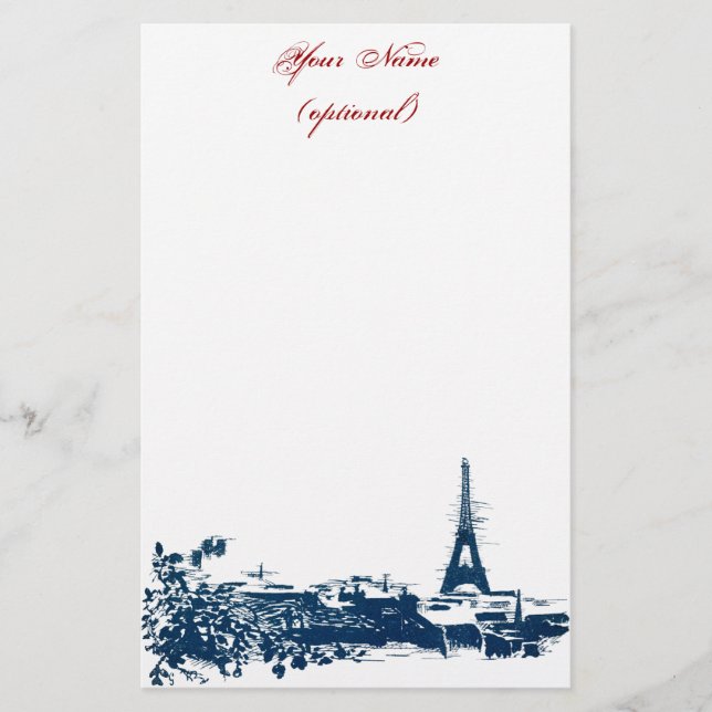 Artsy Paris Skyline Eiffel Tower Stationery (Front)