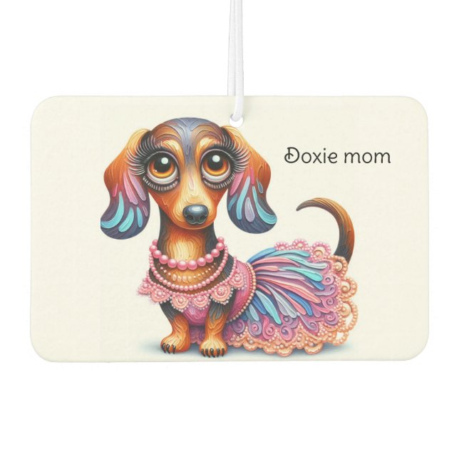 Artsy Pastel Dachshund  Car Air Freshener (Front)