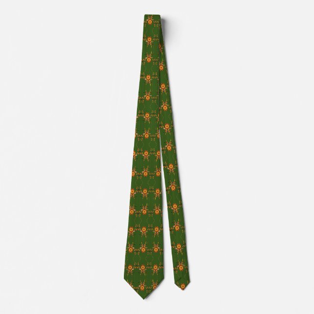 Artsy Pattern Spider on Green Art Tie (Front)
