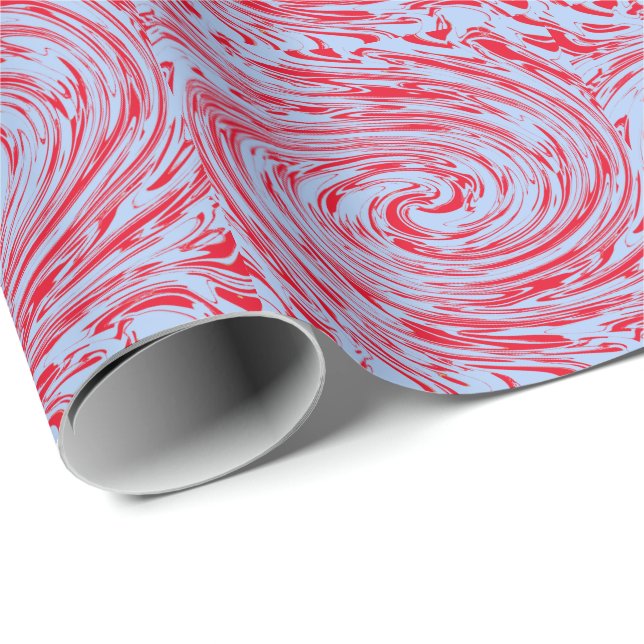 Artsy Patterns Blue Red Abstract Waves Colourful Wrapping Paper (Roll Corner)