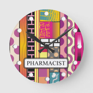 Artsy Pharmacist Gifts Round Clock