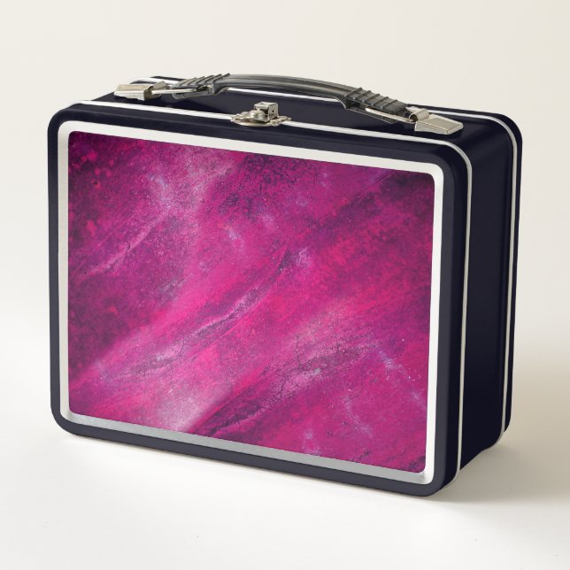 Artsy Pink Metal Lunch Box (Front)
