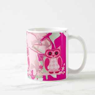 Artsy Pink Owl & Flowers Mug – Playful Home Decor