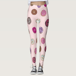 Artsy Pink Sprinkle Doughnuts Watercolor Pattern Leggings