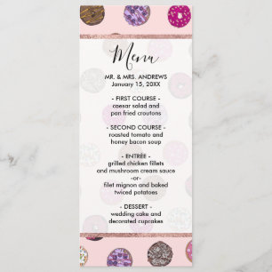 Artsy Pink Sprinkle Doughnuts Watercolor Pattern Menu
