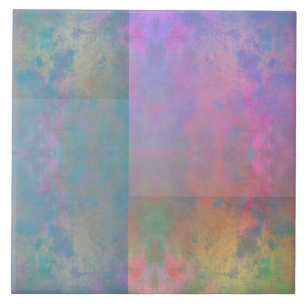 Artsy pink teal green orange pattern ceramic tile