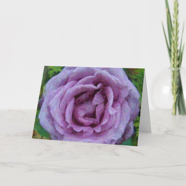 Artsy Purple Rose Impressionist Art Note Card (Front)