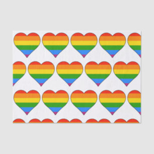Artsy Rainbow Heart Gay Pride on White Tissue Paper