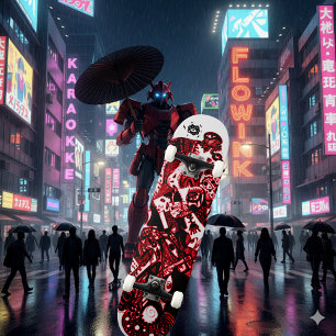 Artsy Red Black Skateboard