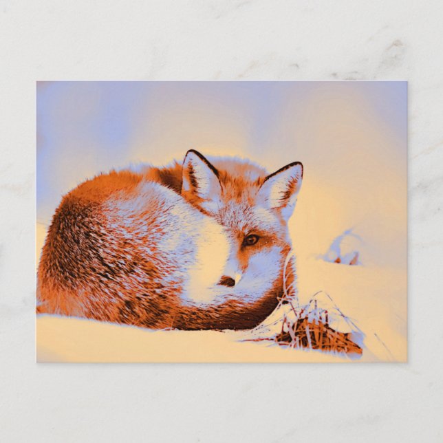 *~* Artsy Red Fox Ap18 Artistic  Painting Wildlife Postcard (Front)
