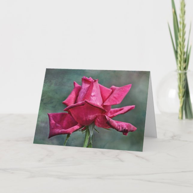 Artsy Red Pink Rose Art Note Card (Front)