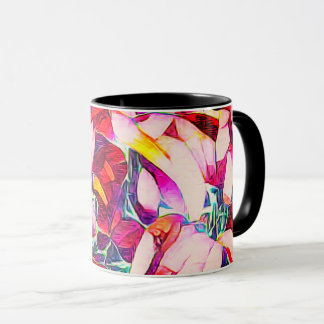 Artsy Red, Purple And Rose Floral Mug