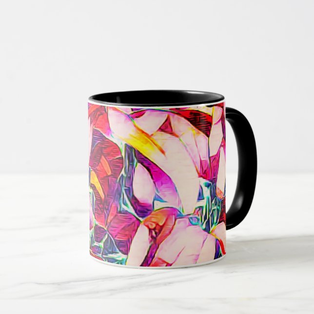 Artsy Red, Purple And Rose Floral Mug (Front Right)