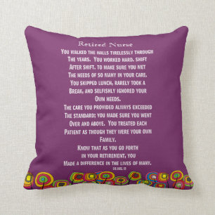 Artsy Retired Nurse Poem Pillow Navy Plum