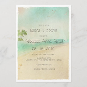 Artsy Retro Vintage Peaceful Beach Bridal Shower Invitation