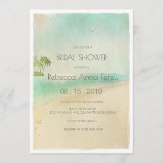 Artsy Retro Vintage Peaceful Beach Bridal Shower Invitation