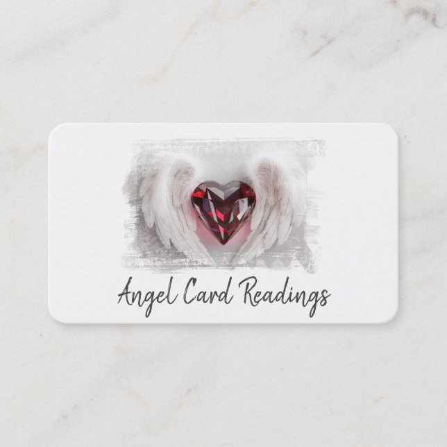 *~* Artsy RUBY Heart Angel Wings AP78 QR Business Card (Front)