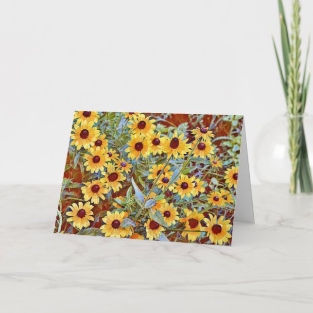Artsy Rudbeckia Flower Garden Art Note Card (Front)