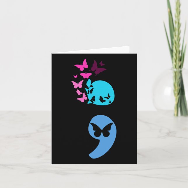 Artsy Semicolon Butterfly Suicide Prevention  Card (Front)