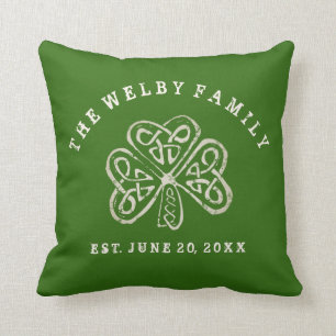 Artsy Shamrock Irish Family Est. Date Personalised Cushion
