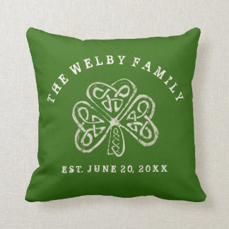 Artsy Shamrock Irish Family Est. Date Personalised Cushion