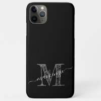 Artsy Sketch Initial Monogrammed Black White Grey