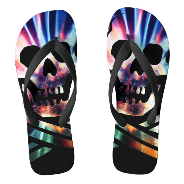 Artsy Skull Design Flip Flops (Footbed)