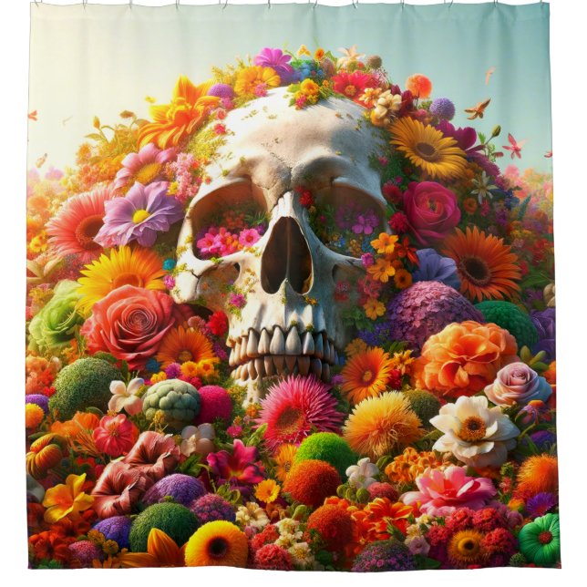 Artsy Skull Shower Curtain (Front)