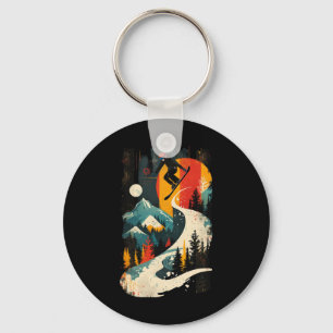 Artsy Snowboarder On Abstract Men Women Snowboardi Key Ring