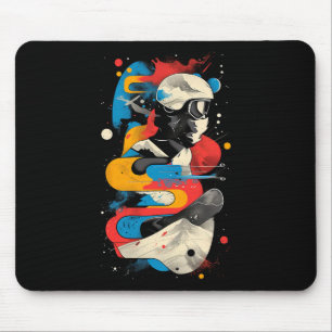 Artsy Snowboarder On Abstract Men Women Snowboardi Mouse Mat